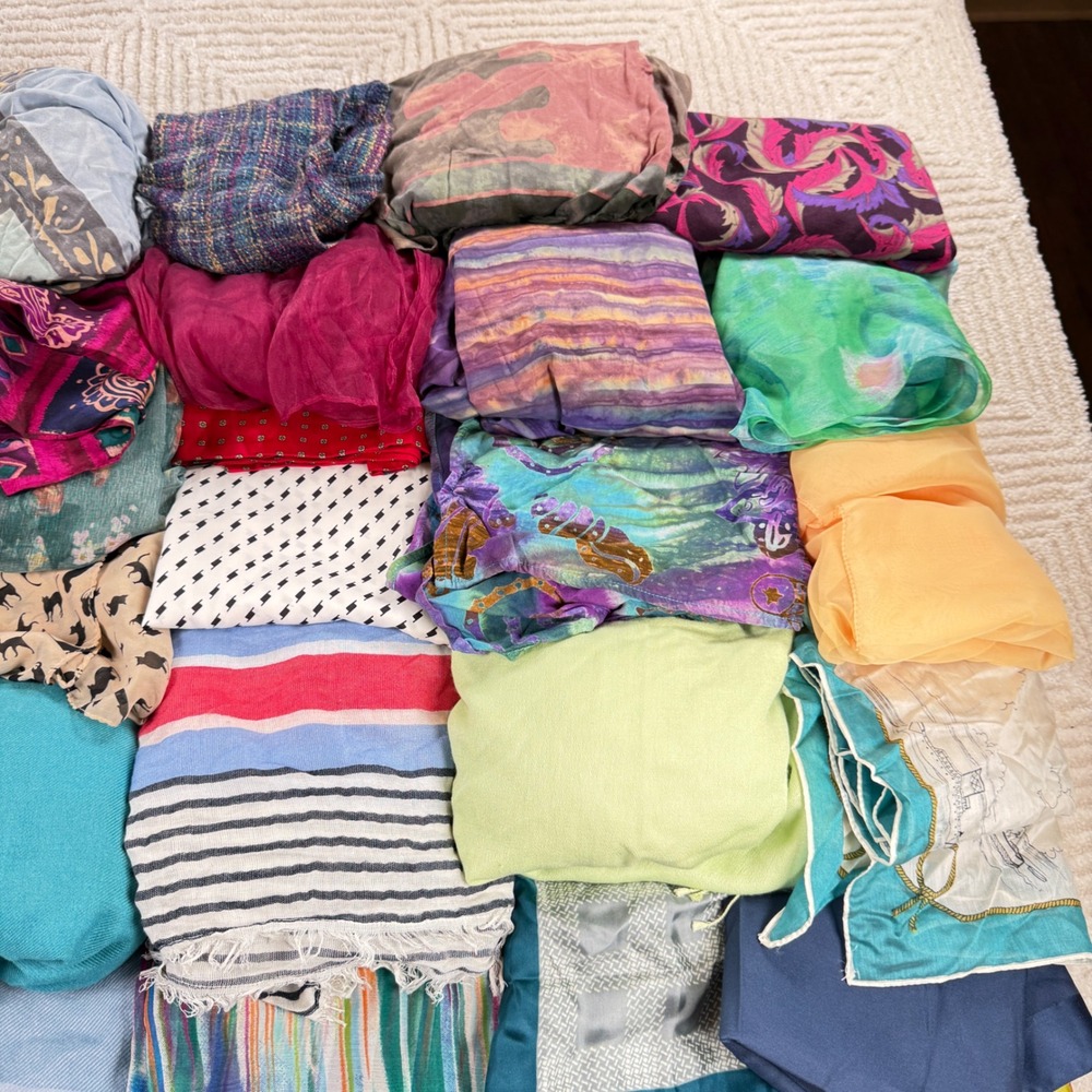 Vintage Modern Scarf Lot Women 44pc Multicolor Wholesale Accessories Mixed Boho - Picture 6 of 11